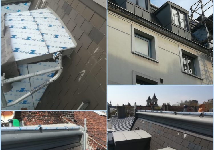 Travaux toiture chien assis en zinc sur-mesure et toiture ardoise à Lille métropole